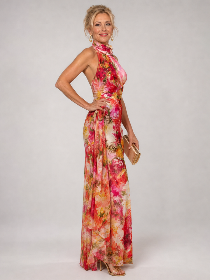 Fleur | Halter Neck Floral Maxi Dress