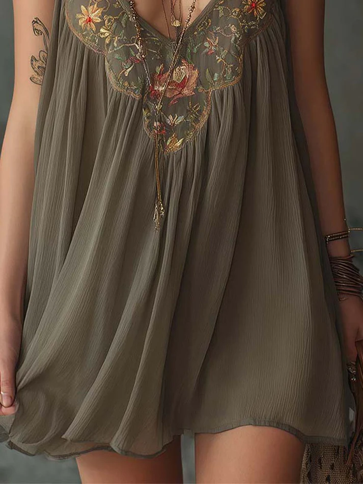 Marisol | Embroidered Floral Mini Dress