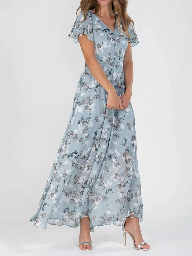 Rosanne | Floral Flutter-Sleeve Maxi Dress