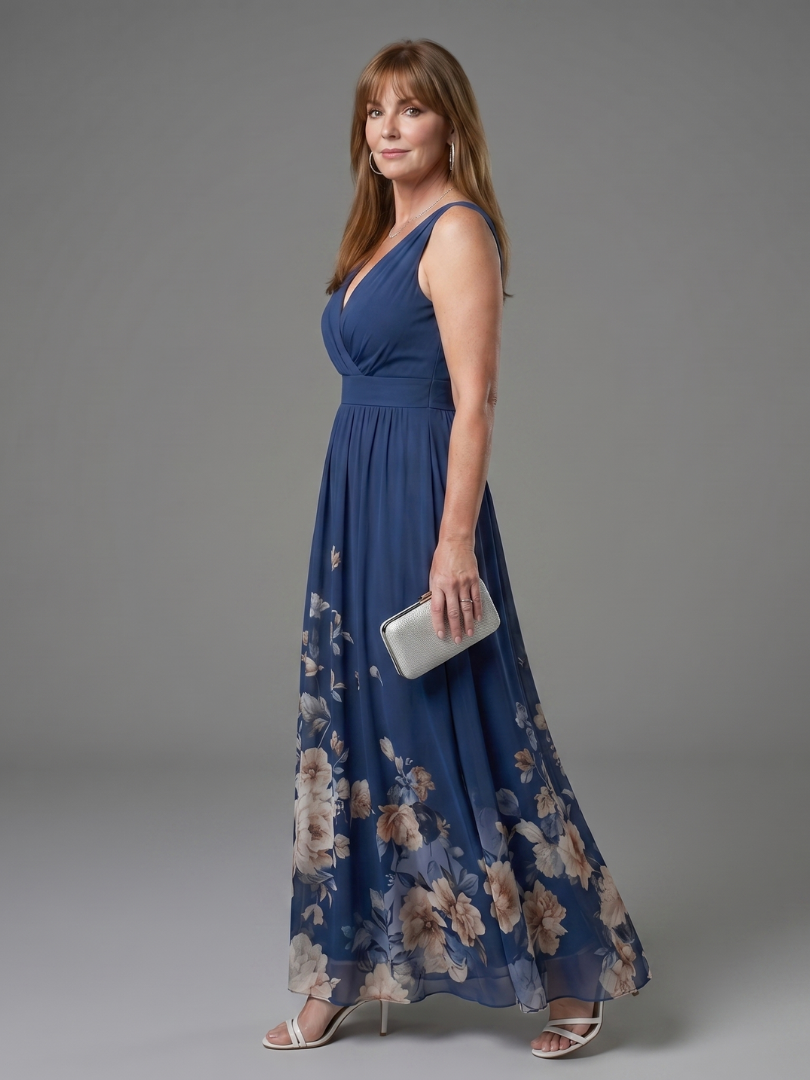 Danielle | Sleeveless Floral-Hem Midi Dress