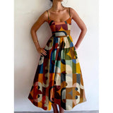 Elara | Geometric Print Midi Dress
