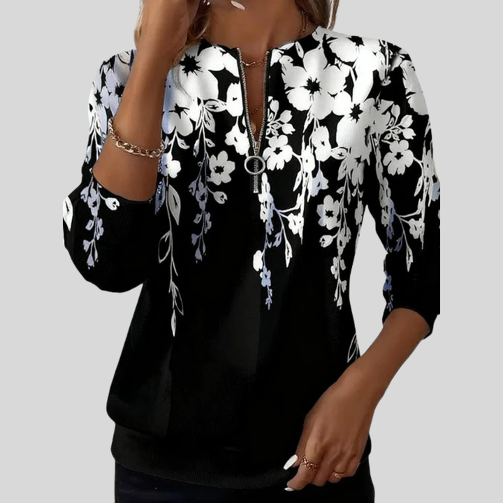 Penelope | Floral Zip-Neck Sweatshirt