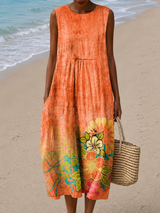 Thea | Sleeveless Floral Midi Dress