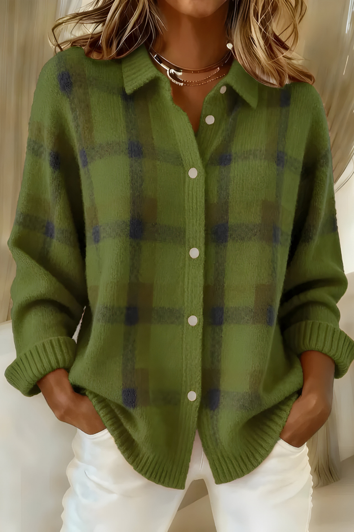 Bronwen | Checked Button-Front Cardigan