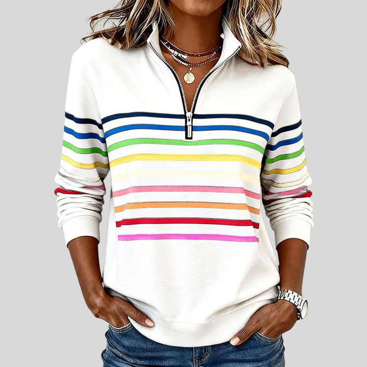 Hazel | Colourful Striped Quarter-Zip Sweatshirt