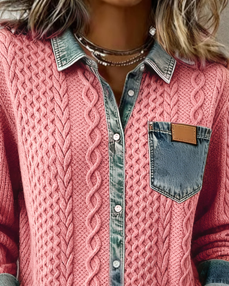 Doreen | Cable-Knit Button-Up Shirt