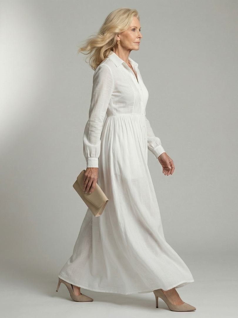 Amelia | Elegant Pintuck Maxi Dress