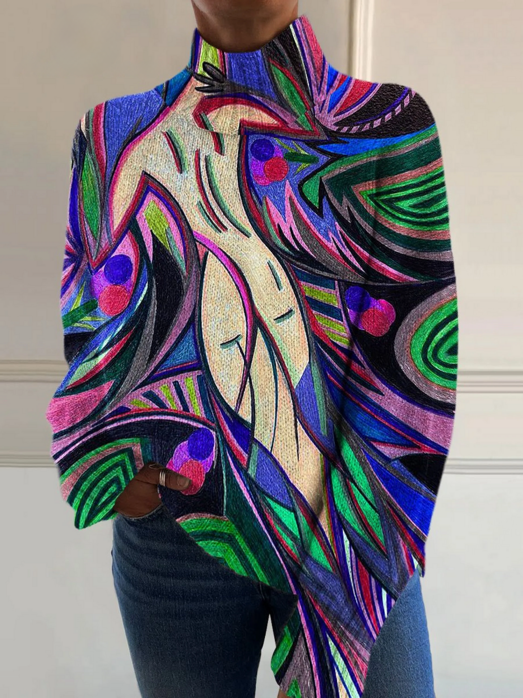 Elsa | Artful Roll-Neck Top