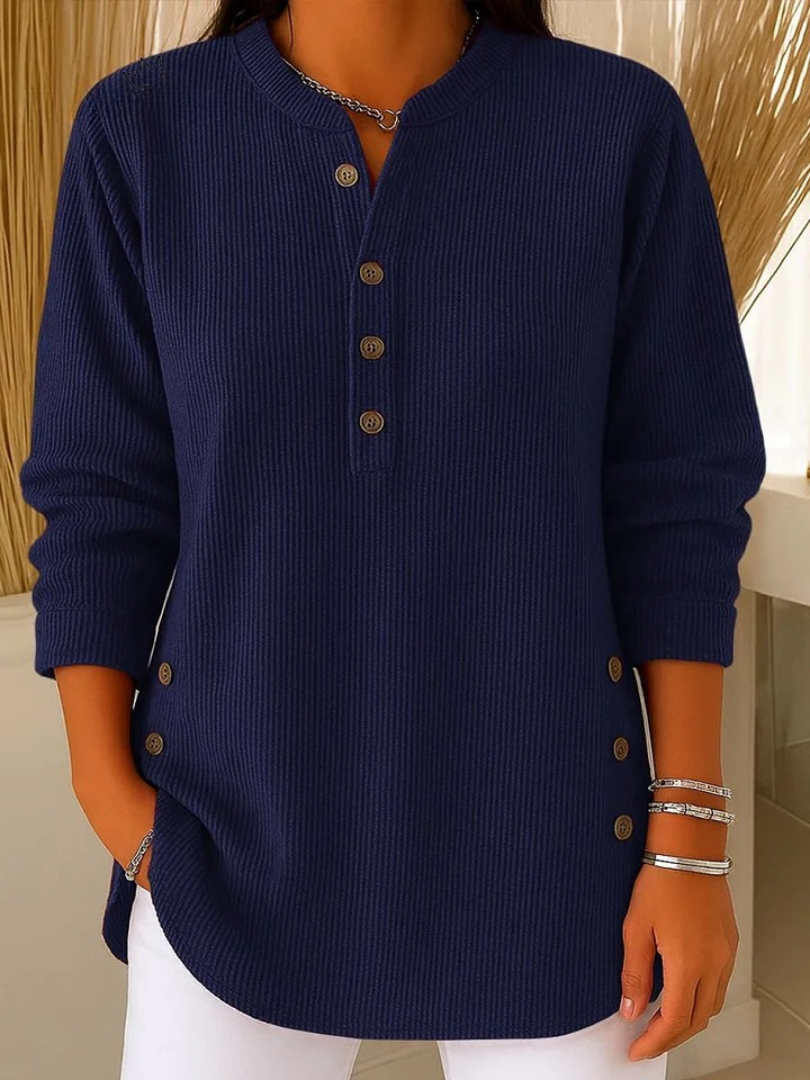 Hollis | Ribbed Button Henley Top