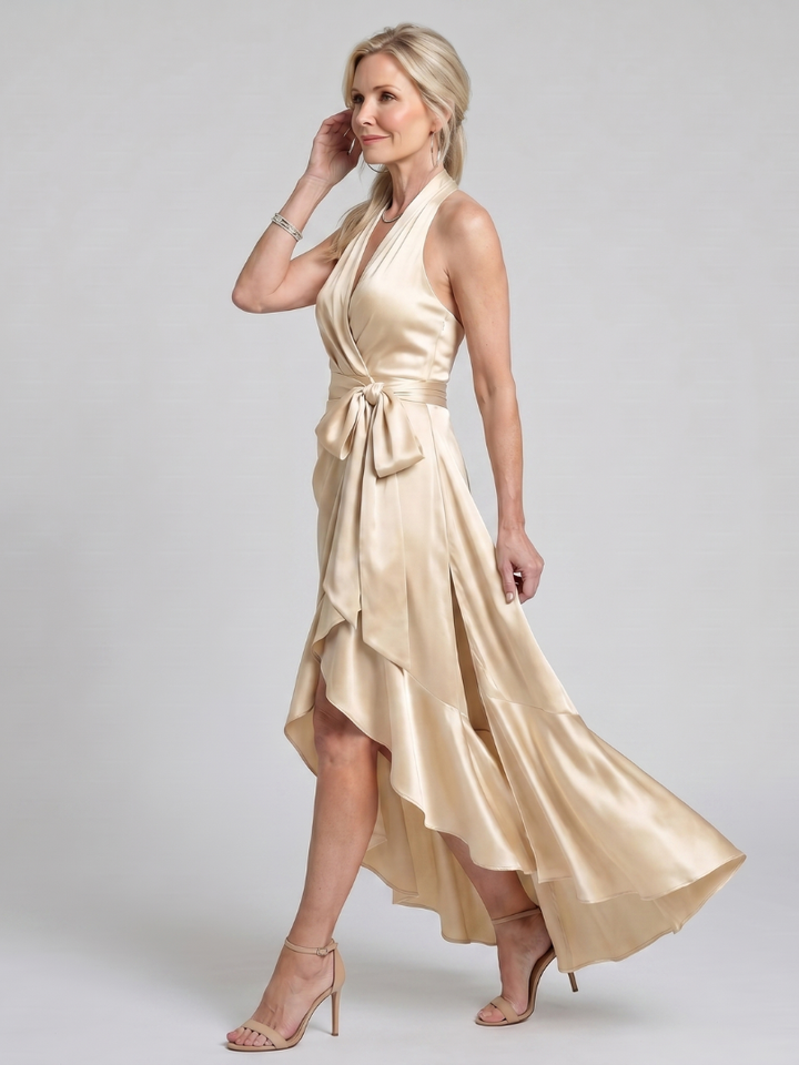 Della | Halter Neck Wrap Midi Dress