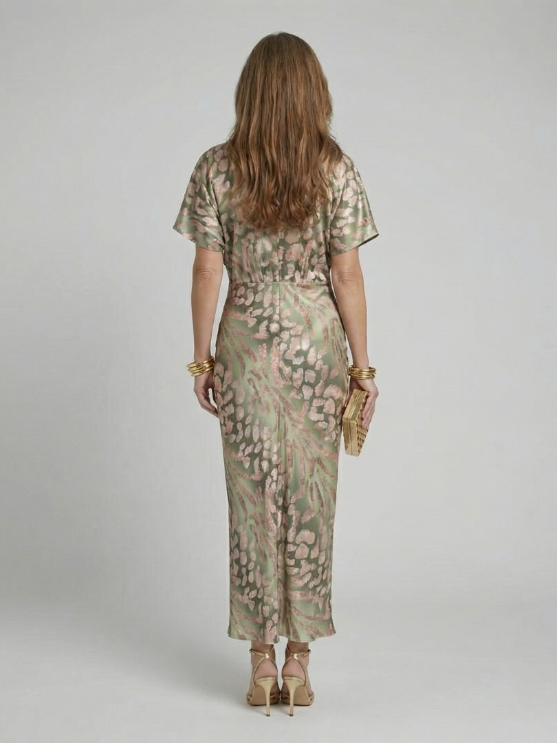 Marla | Abstract Print Twist-Waist Midi Dress