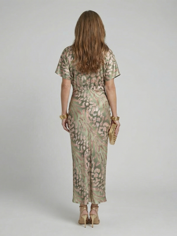 Marla | Abstract Print Twist-Waist Midi Dress