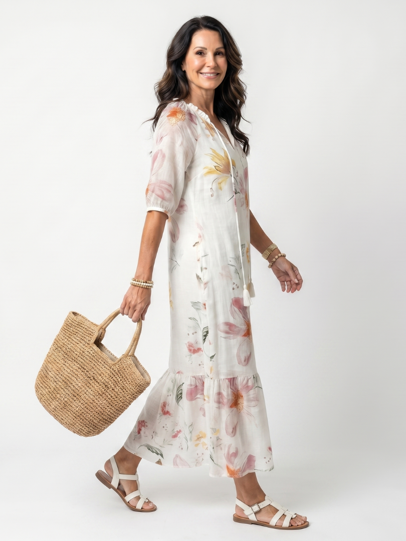 Antonia | Soft Floral Tiered Midi Dress