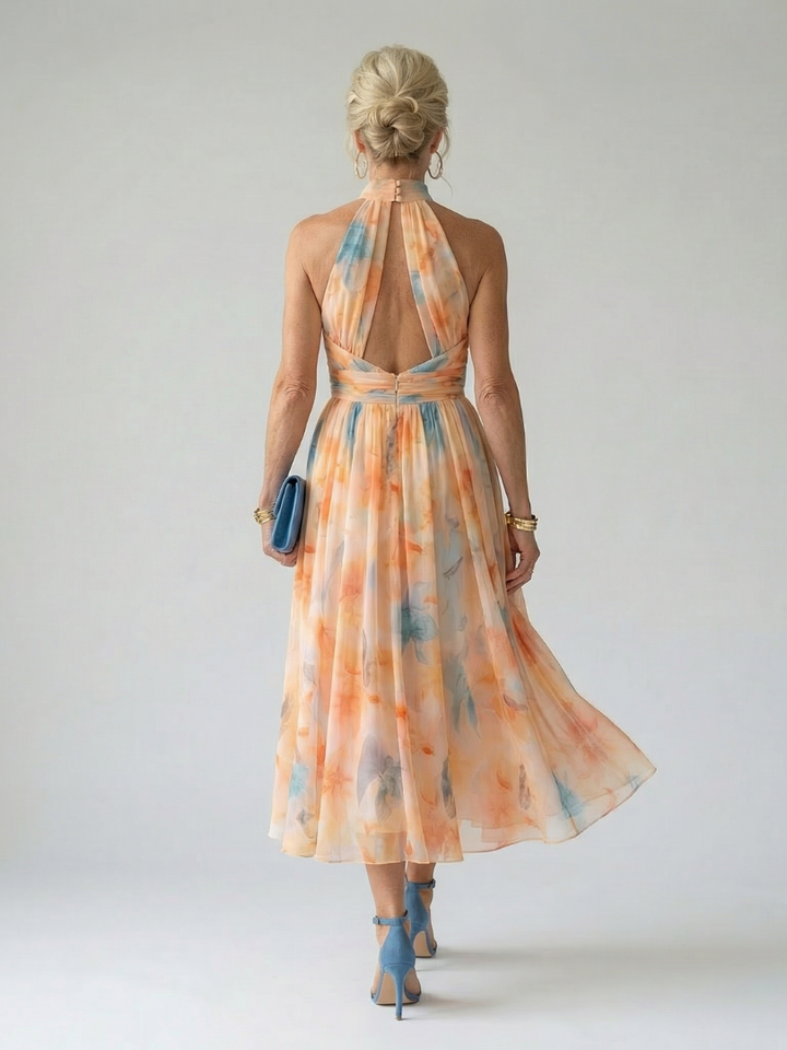 Corinne | Flowing Halter Midi Dress