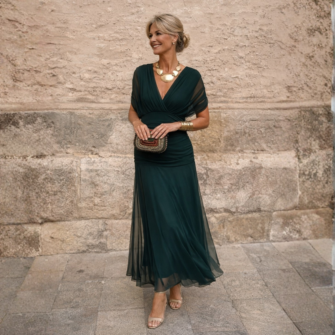 Aveline | Draped V-Neck Maxi Dress