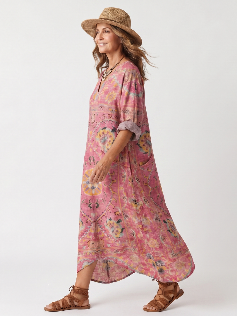 Paloma | Bohemian Print Relaxed Midi Dress