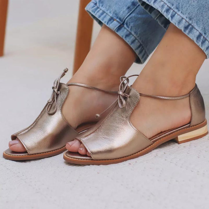 Adrienne | Tie-Strap Peep-Toe Sandals