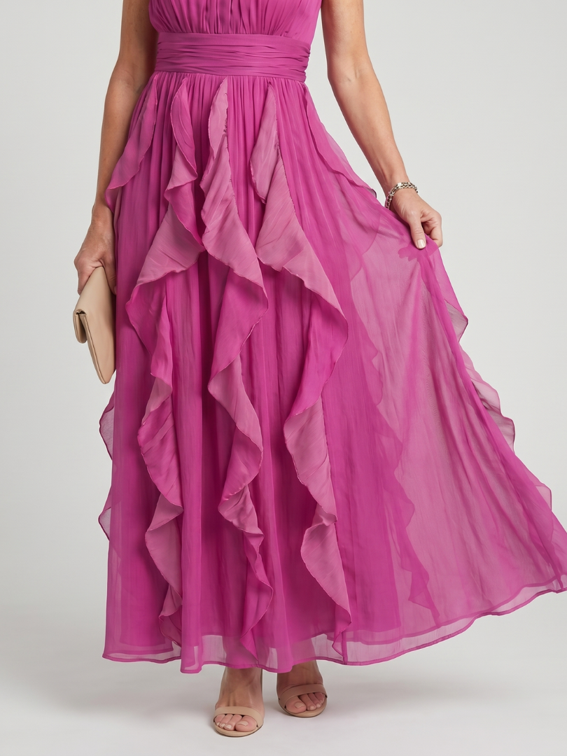 Amara | High-Neck Ruffle Maxi Dress