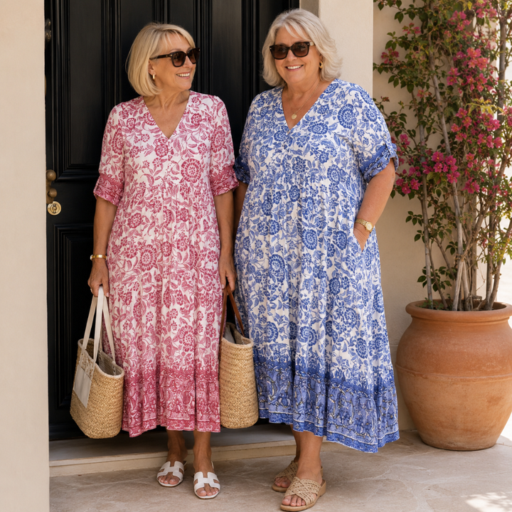 Willa | Graceful V-Neck Floral Midi Dress