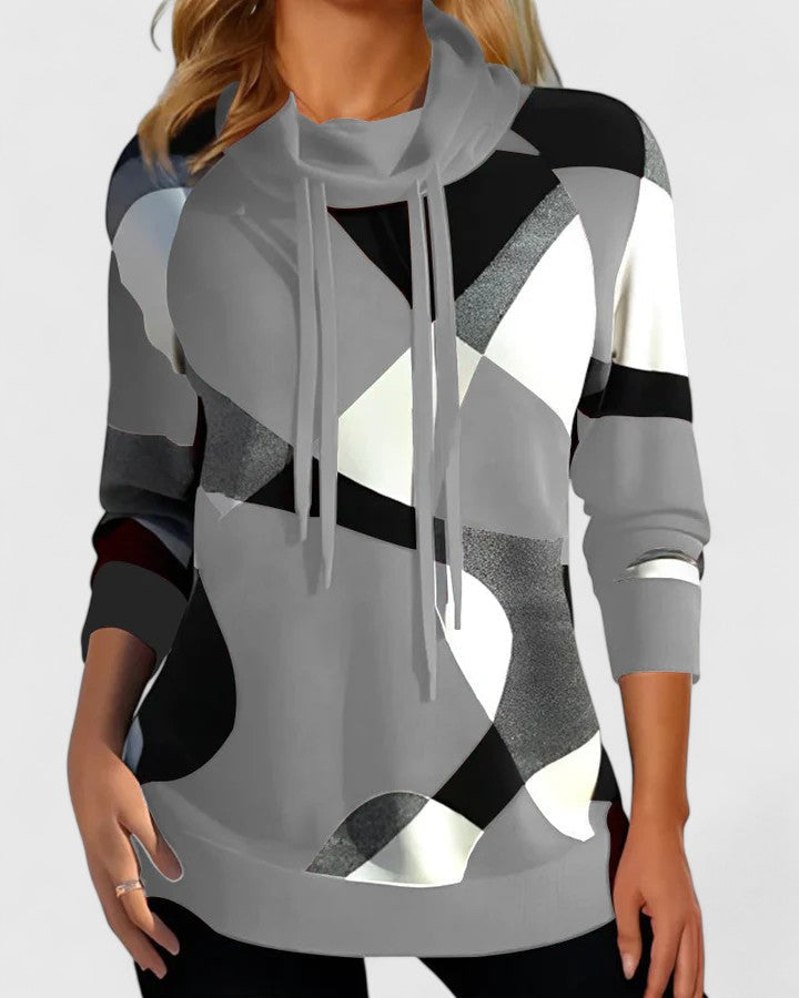 Kendra | Geometric Cowl-Neck Sweater