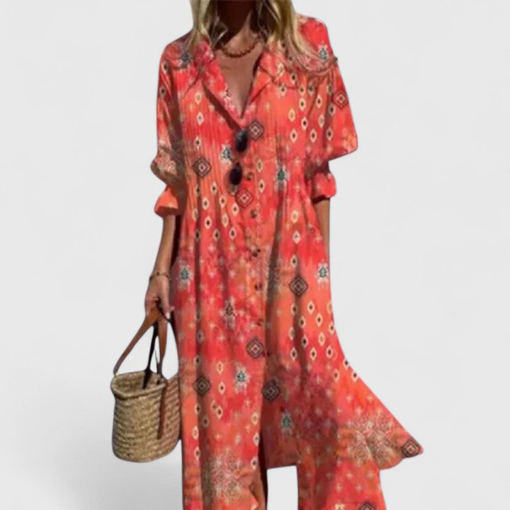 Sabrina | Watercolour Floral Maxi Shirt Dress