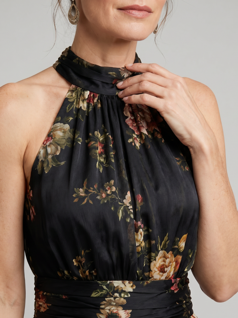 Rosina | Floral Halter-Neck Dress