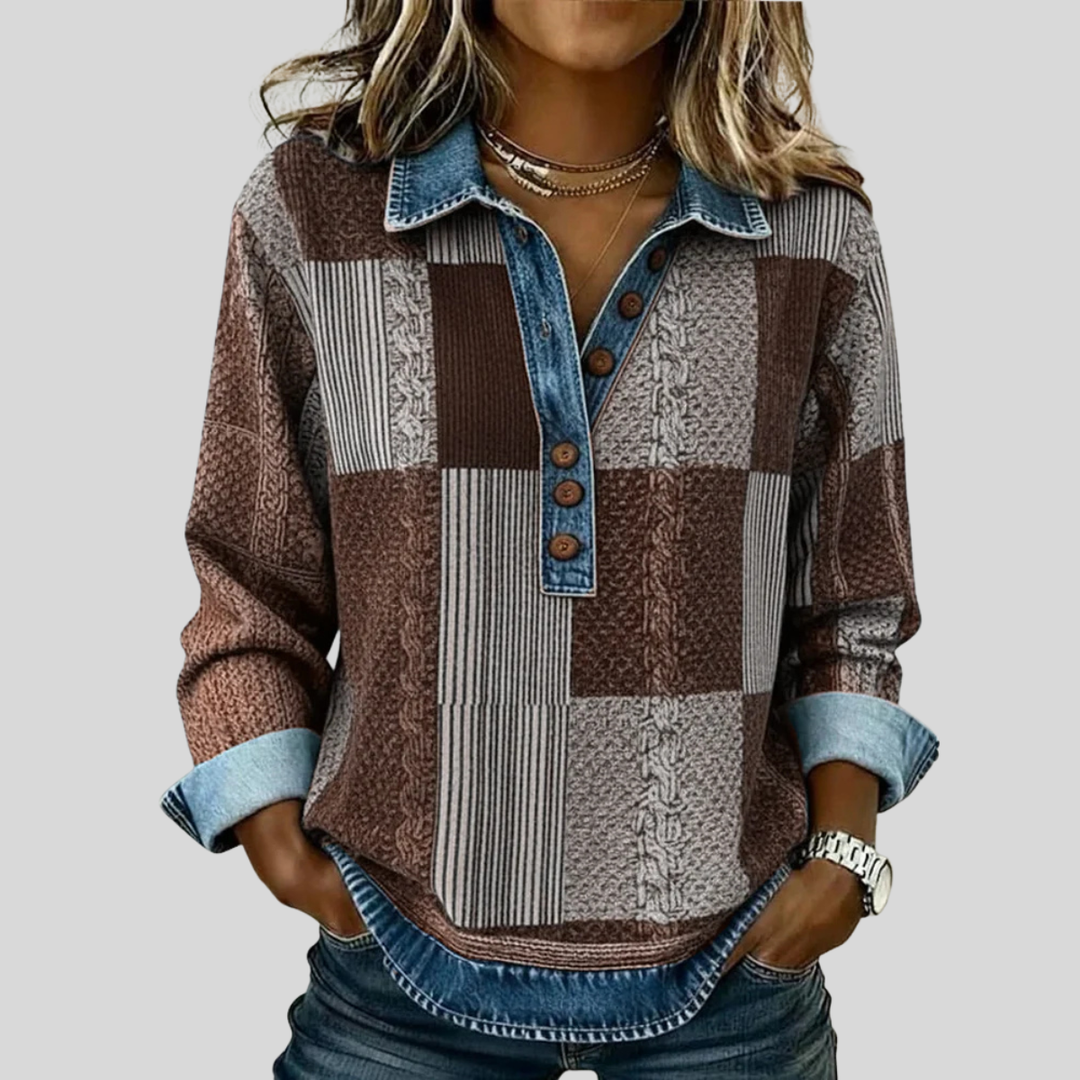 Denise | Patchwork Collared Top