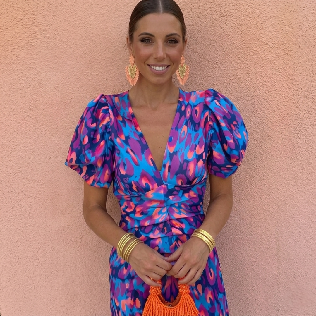 Cynthia | Ruched Puff-Sleeve Maxi Dress