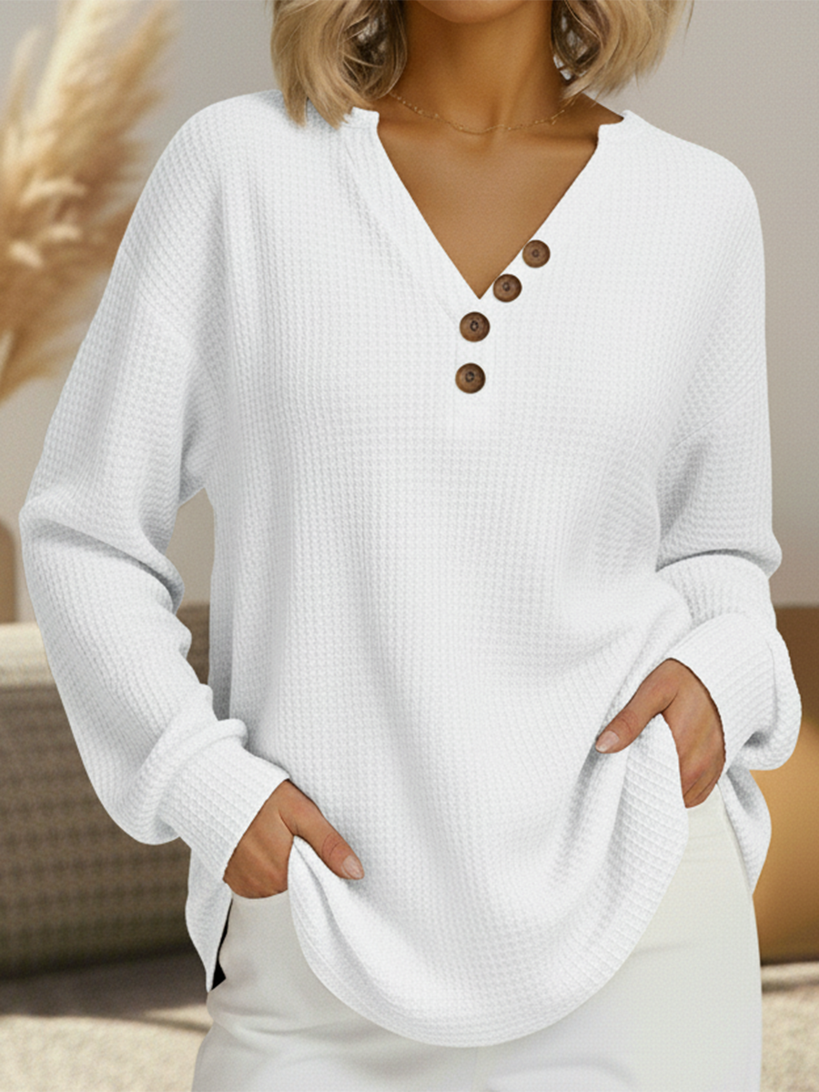 Marisol | Relaxed Button Notch-Neck Top
