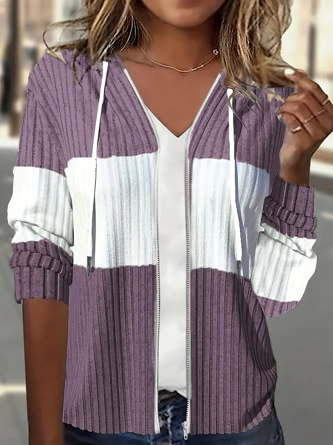 Lydia | Colour Block Hooded Jacket