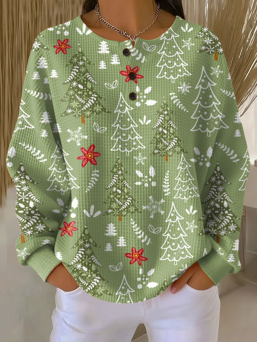 Lillian | Christmas Tree Button Sweater