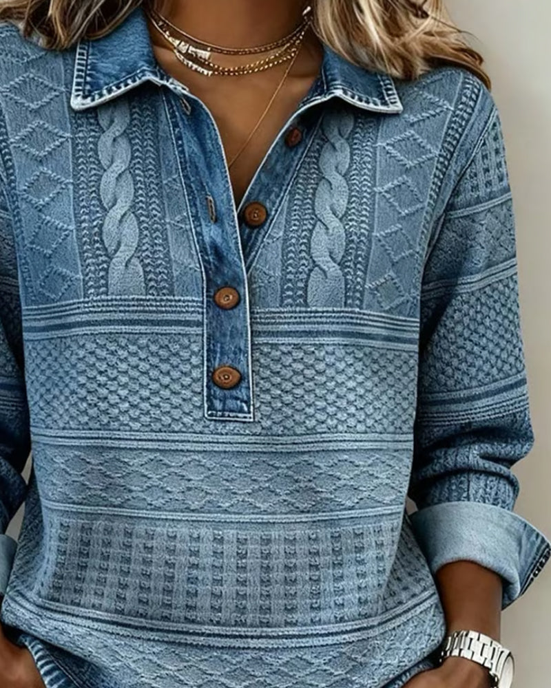 Gwen | Textured Collared Button Top