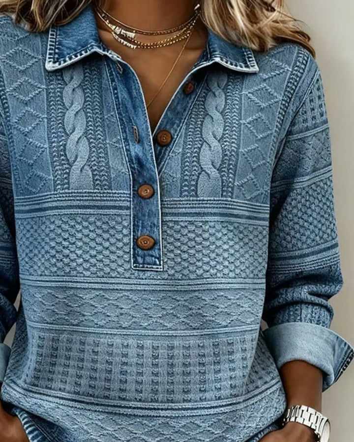 Gwen | Textured Collared Button Top