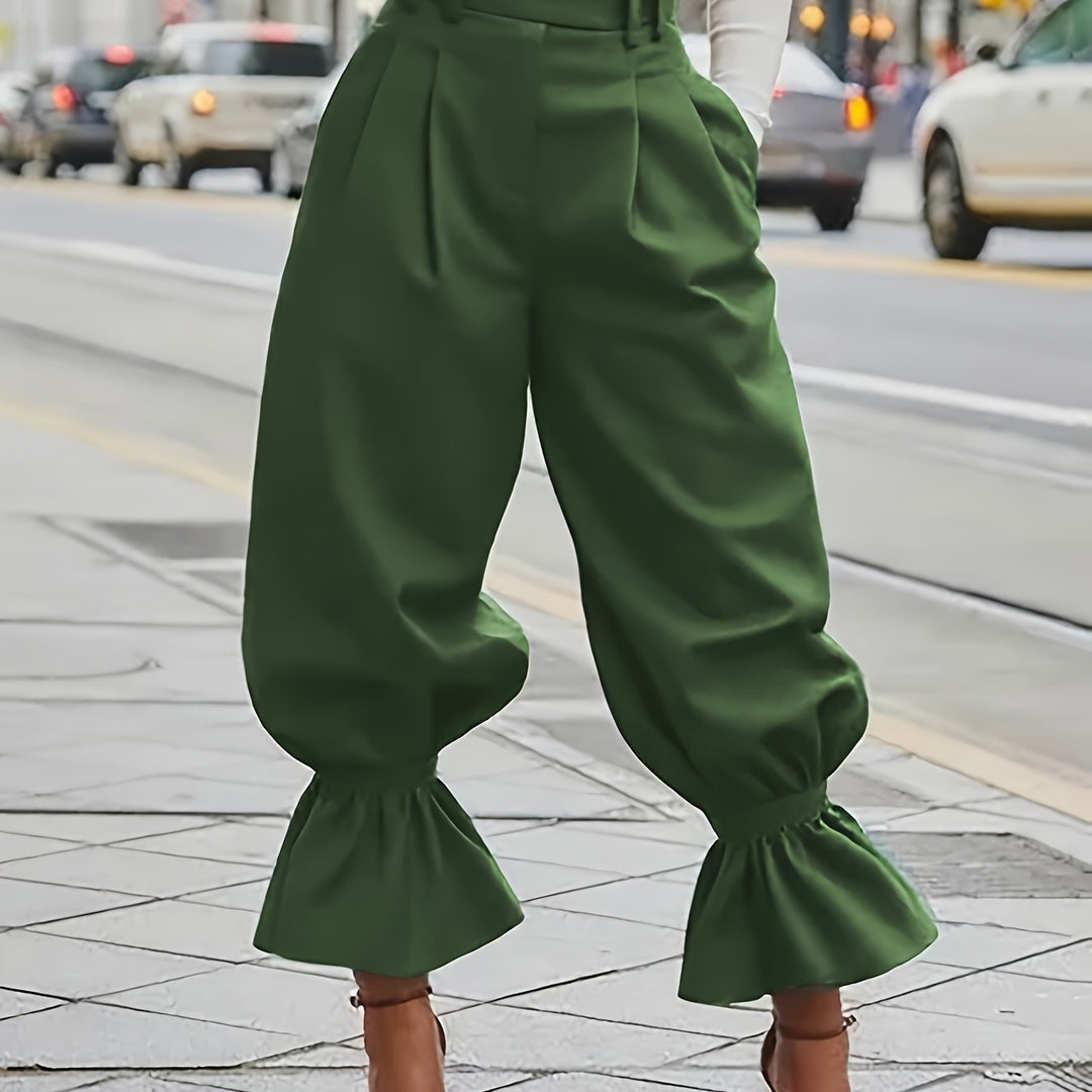 Harper | High-Waist Ruffle-Hem Wide-Leg Trousers