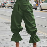 Harper | High-Waist Ruffle-Hem Wide-Leg Trousers