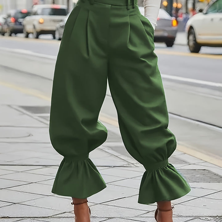 Harper | High-Waist Ruffle-Hem Wide-Leg Trousers