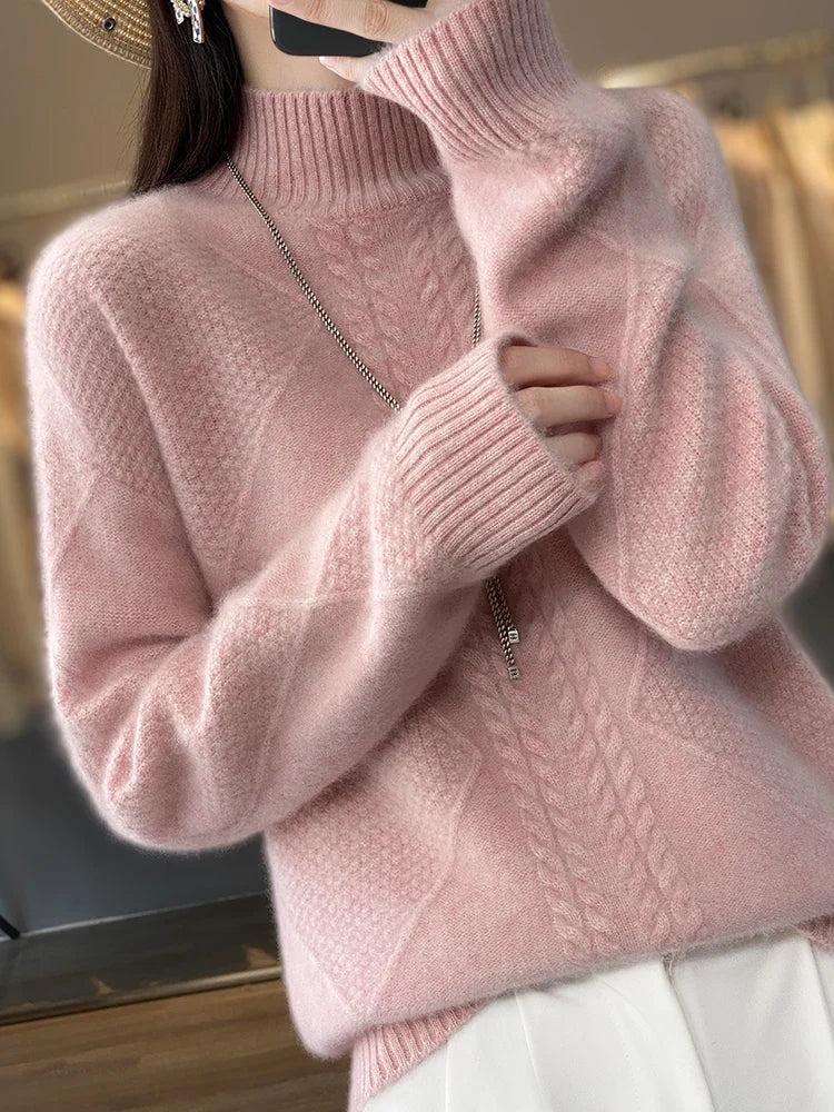 Corinna | Cable-Knit Mock-Neck Jumper