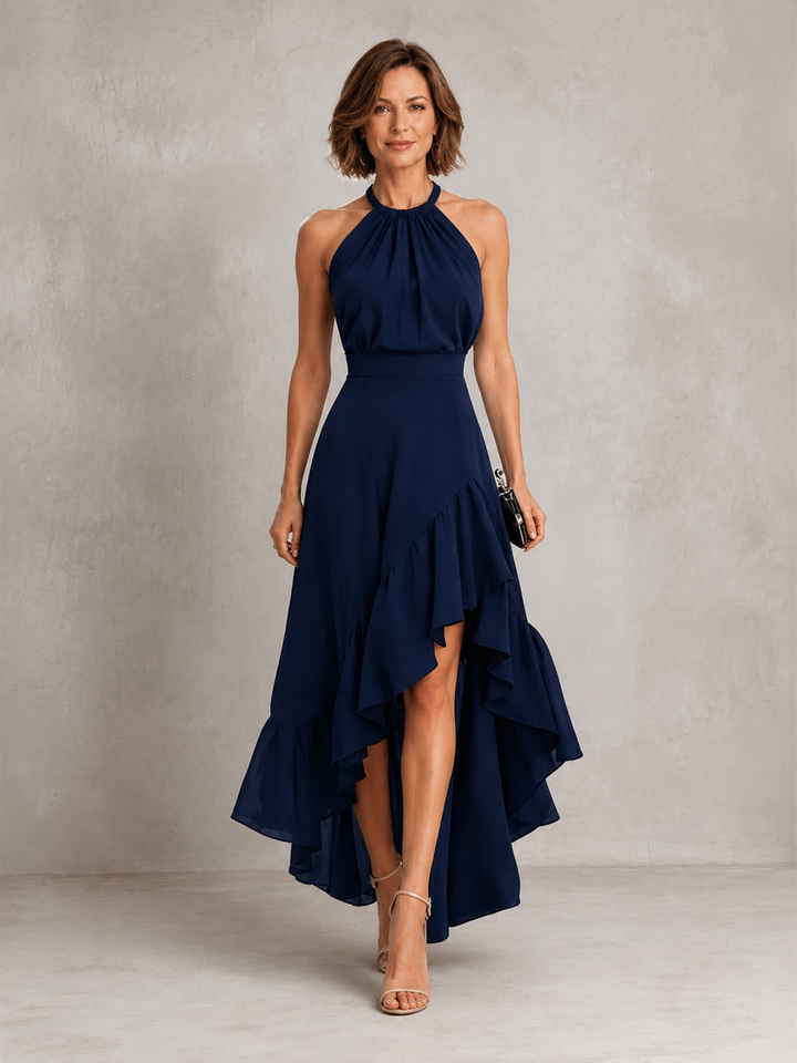 Adele | Halter Ruffle-Hem Maxi Dress