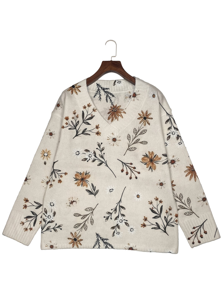 Mirabel | Floral V-Neck Sweater