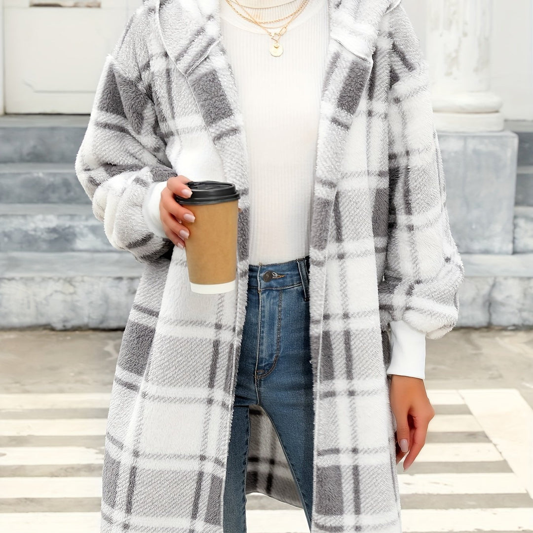 Esther | Hooded Plaid Cardigan