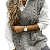 Vivian | Cable-Knit V-Neck Sweater Vest