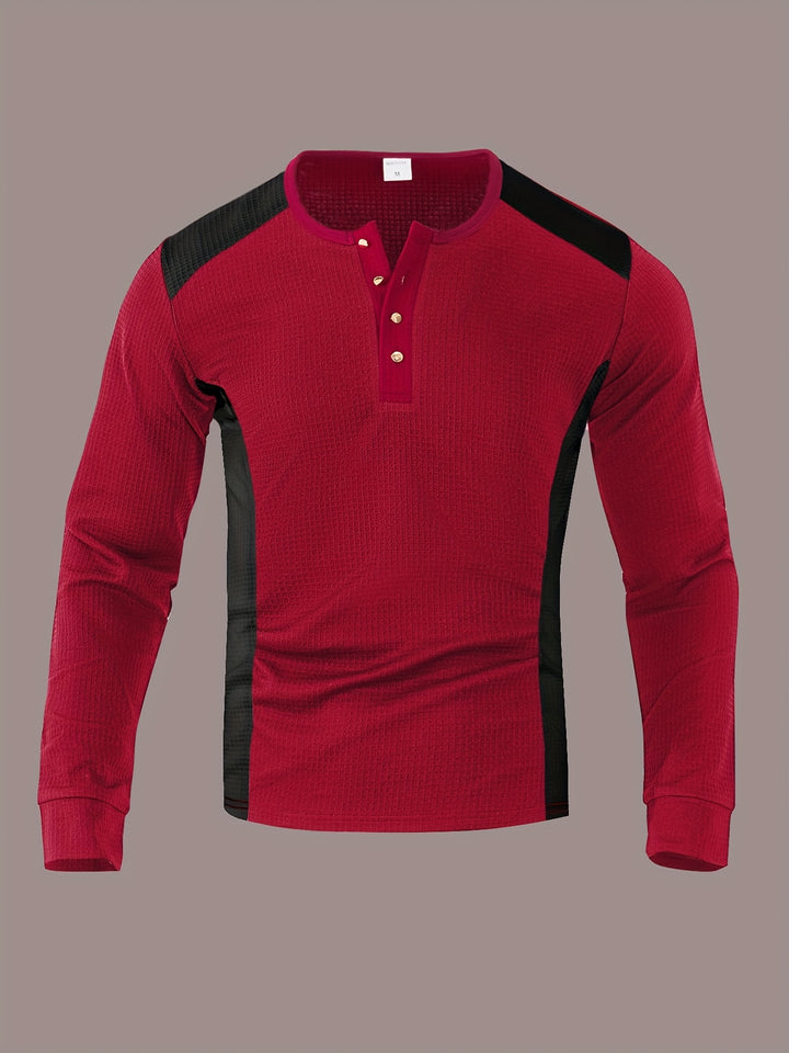 Bryce | Textured Contrast Henley Shirt