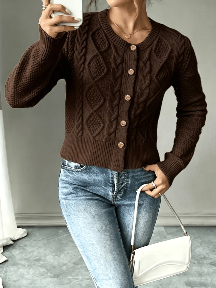 Lorraine | Cable-Knit Button-Front Cardigan