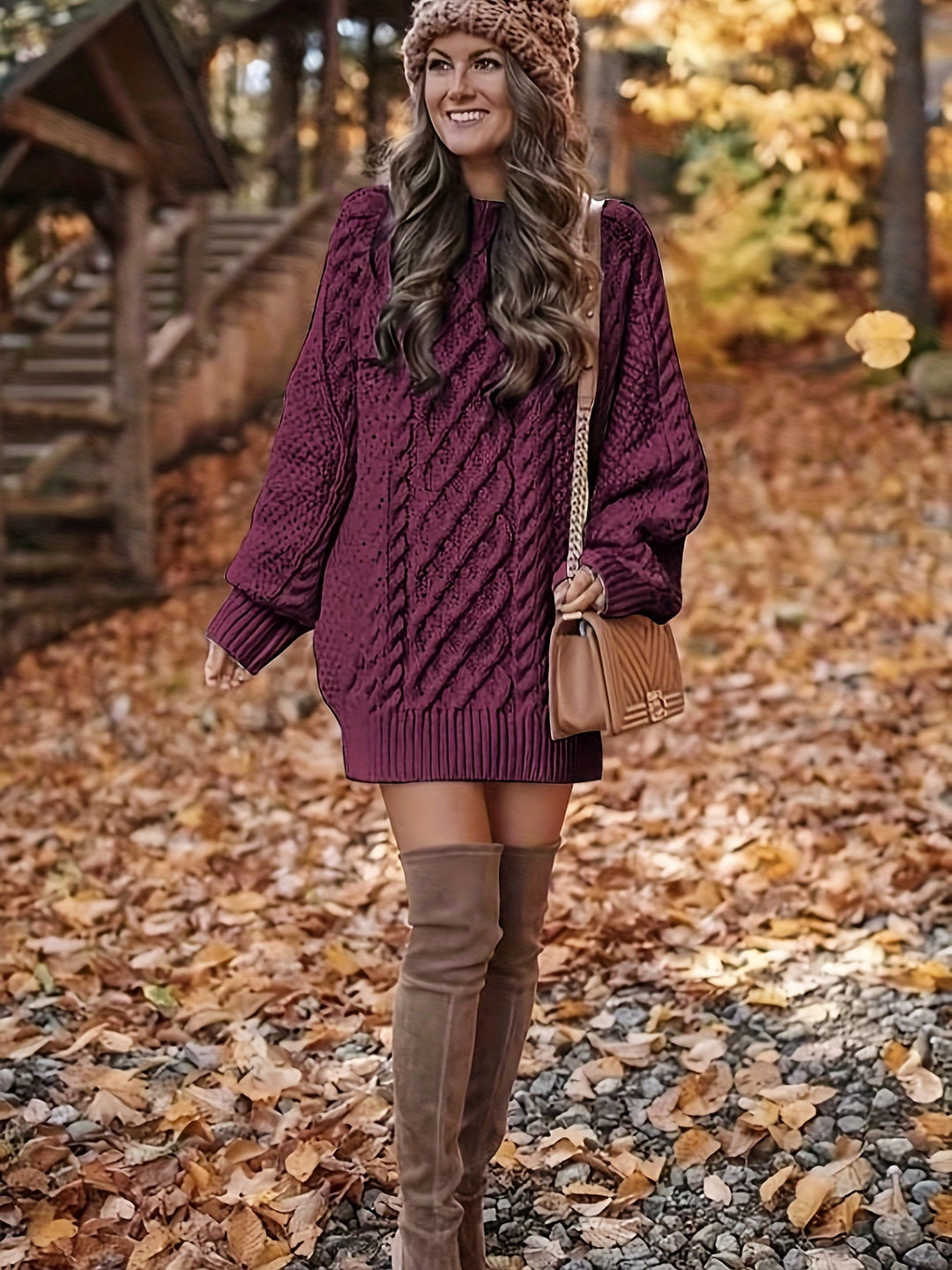 Elowen | Textured Cable-Knit Jumper Dress