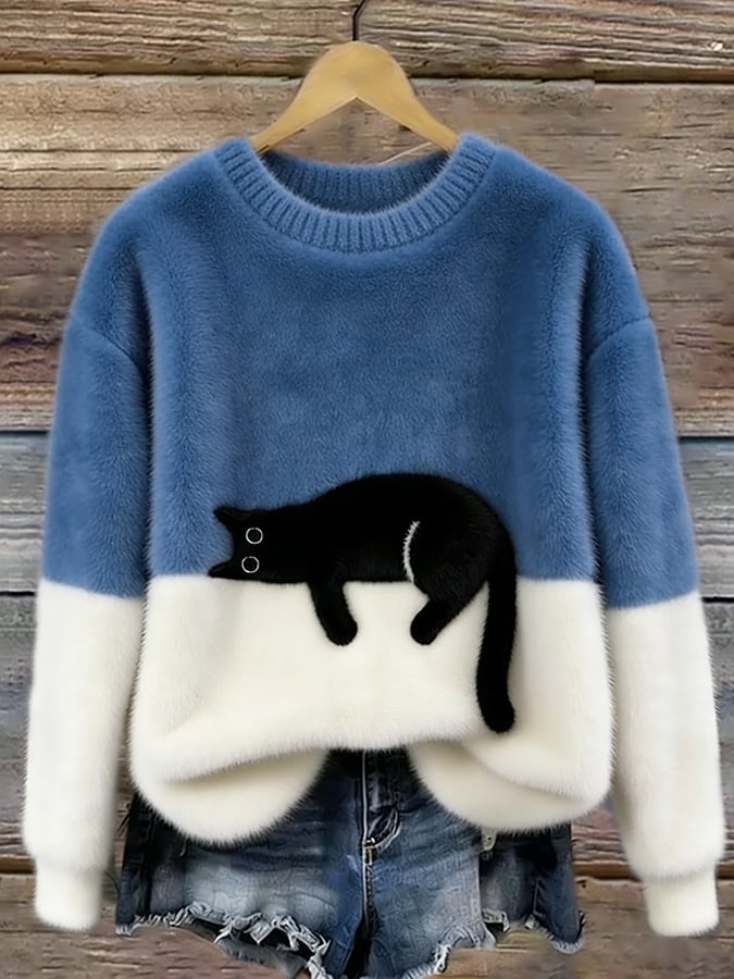 Lottie | Cosy Cat-Print Oversized Jumper
