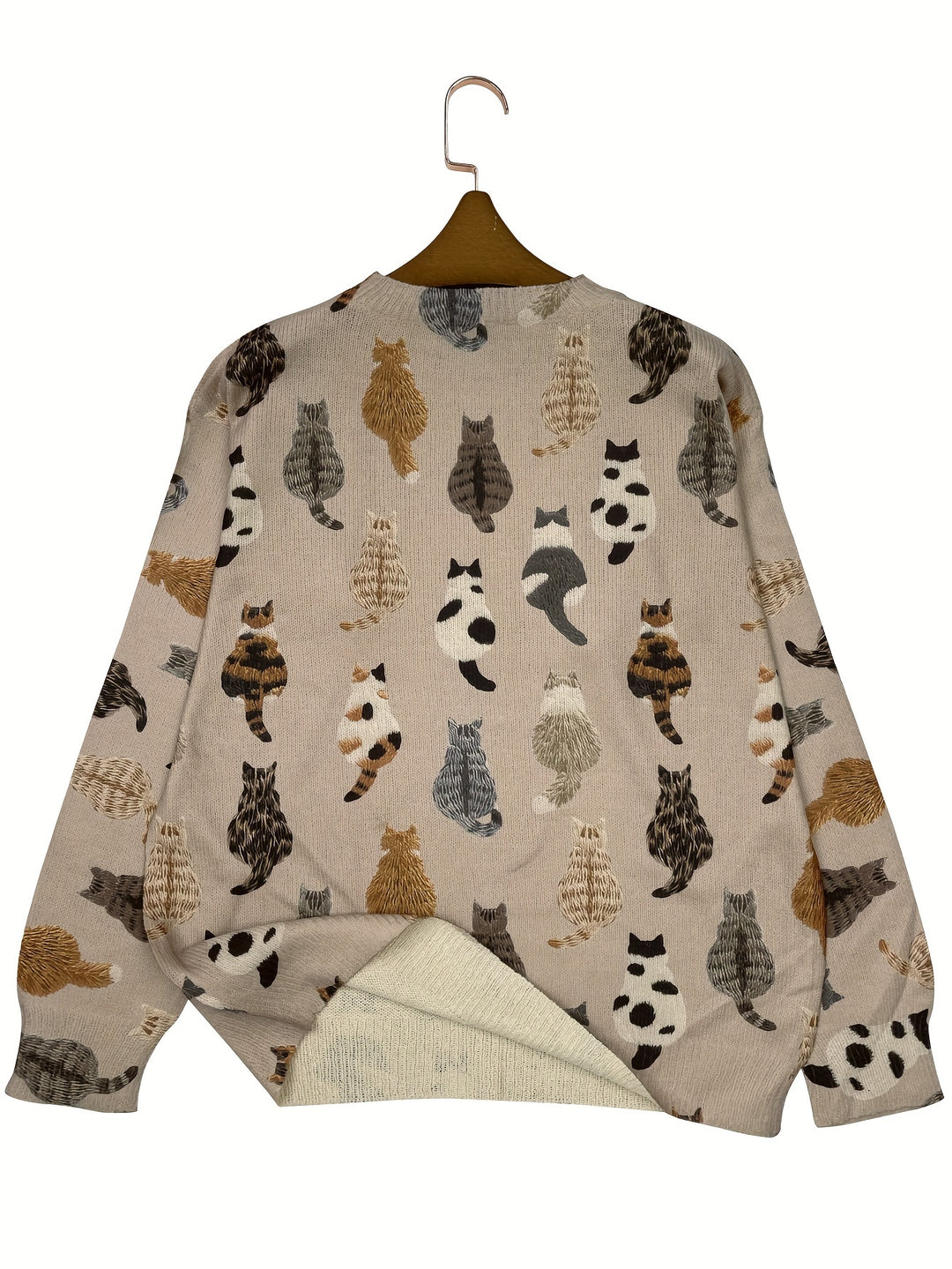 Winifred | Playful Cat-Print Crew Neck Jumper