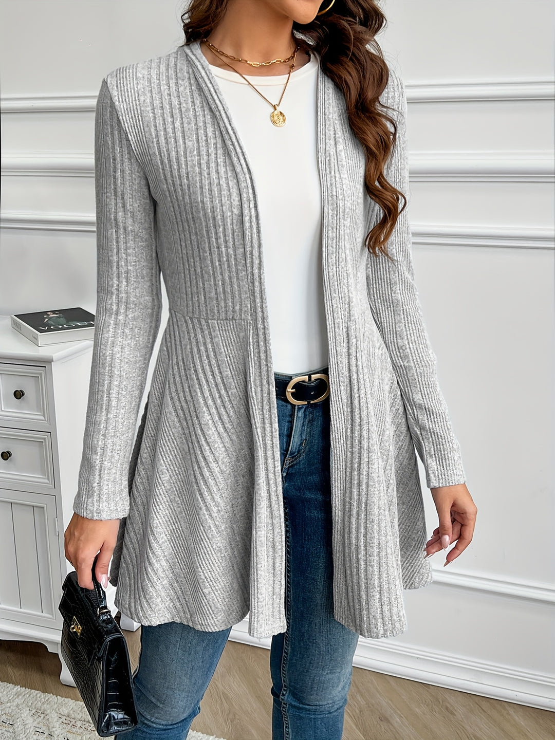 Helena | Ribbed Open-Front Cardigan