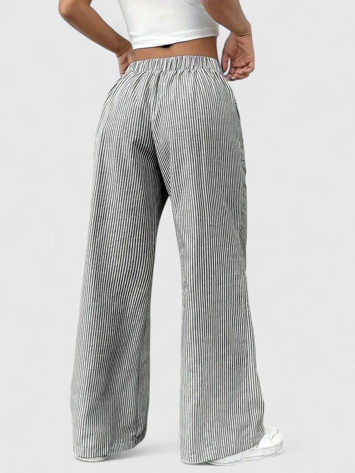 Dorothea | Fine-Stripe Wide-Leg Trousers