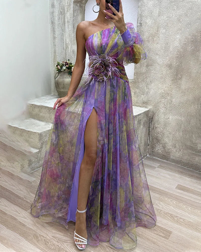 Elodie | One-Shoulder Floral Gown