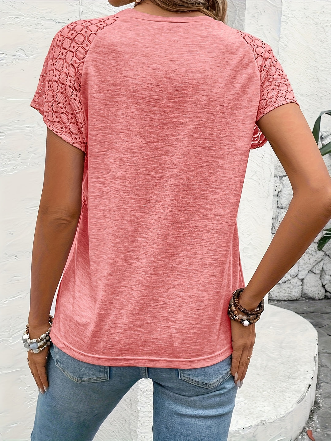 Delphina | Lace-Sleeve Round Neck Top